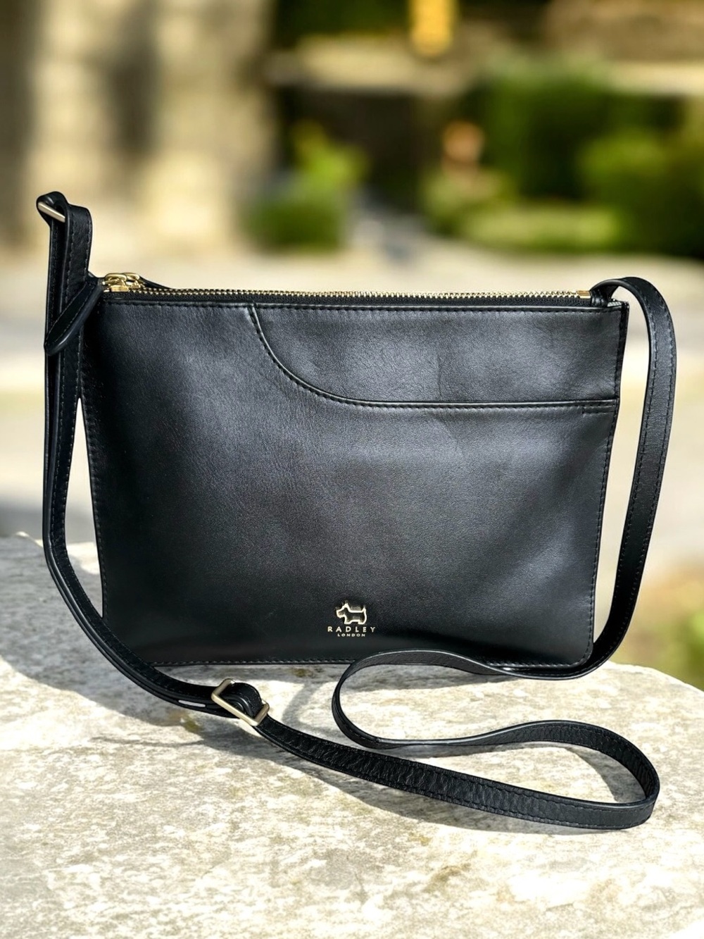 🆕 Radley London Pockets Medium Zip Top Crossbody Black Leather Shoulder Bag